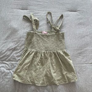 Eyelet Smocked Tank Top - Sage Green